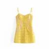 Robe des citrons jaunes pour femmes hautes taille sexy robe en dentelle bohemienne plage streetwear skinny mini une ligne pour love2227470