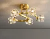 Chandeliers Nordic Luxury Copper LED Chandeliers Ceiling Light PostModern Crystal Living Dining Room Bedroom Fixture Restaurant Lighting Pend