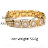 14K Gold Plated 12 5mm Men's Baguette Tennis Bracelet Soild Real Iced Diamond Hip Hop Jewelry for Men Women gifts177i