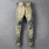 Jeans da uomo Consegna gratuita 2021 Pantaloni elasticizzati patchwork in pelle PU con pantaloni skinny retrò ricamati a forma di serpente