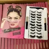 Makeup Magnetic Eyeliner and Eyelashes 10 Pairs Kit Reusable Silk False Lashes with 2 Liquid Eyeliner Tweezer No Glue 5D 6D Lashes Eyes Tools