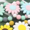 Blomma bebis teether silikon ring tänder spädbarn fingrar övning leksaker färgglada kisel pärlstav softor ammande leksak teether tuggbar