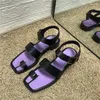 Taro Purple Flip-Flop Sandały Kobiece Sandały z kwadratową głową i grubymi obcasami Lato pasujące do niskiego obcasu butów Gladiator