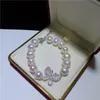 Fashion atmosphere 910mm genuine white freshwater pearl bracelet micro inlay zircon butterfly accessories clasp 19cm5839289