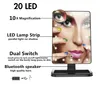 20 Light LED Dotykowy Screen Makeup Lustro 10x Lusterka powiększające Desktop Bluetooth 180 ° Lusterko obrotowe J2212