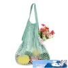 Bolsa de almacenamiento de algodón portátil reutilizable con cordón para compras y comestibles, bolso de mano, red de malla tejida, bolso de mercado ecológico