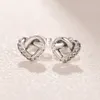 Women's Knotted Heart Little Stud Earrings Sparkling summer Jewelry for Pandora 925 Sterling Silver Love hearts Earring with Original box