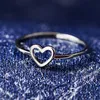 Simple Hollow Love Heart Ring Beautiful Gold Silver Wedding Couples Heart Ring Jewelry Bride Size 6 7 8 9 10 for Women Girl Valentines Gift