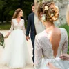 A-Line Country Wedding Dresses 2020 V Neck Long Sleeve Floor Length Lace Garden Beach Bridal Gowns vestido de novia