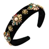 High-grade rhinestone hair band Women flower Pearl Super Flash gold velvet headband