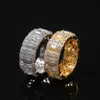 Mens Hip Hop Bling Cubic Zircon Rings Diamond Iced Out 18k Guldpläterad Ring Nya Mode Silver Smycken