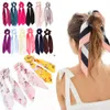 Floral Print Bow Satin Ribbon Ponytail scarf Hair Tie Scrunchies Women Girls Elastic Hair Band Korean sweet Hair Accessories