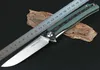 1 sztuk Nowy łożysko kulkowe Flipper Składany Nóż D2 D2 Drop Point Satin Blade CNC Włókno węglowe + Uchwyt blach ze stali nierdzewnej Noże EDC