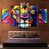 Modern canvas olieverfschilderij voor bank wanddecoratie 5 stuks Set decoratieve prints Foto's van dierenkleur Leeuw Wall Art Home Dec2855499