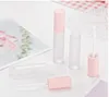 Frosted Clear Pink GLB Lipgloss Buizen Transparante Lip Glanzende Buis met Roze Deksel Eenvoudige Ronde Cosmetische Lip Gloss Hervulbare Fles