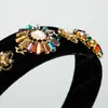 High-grade rhinestone hair band Women flower Pearl Super Flash gold velvet headband