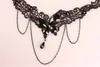 ヨーロッパとアメリカのレトロな黒いレースの蝶のネックレスマイクロinlaidクリスタルの女性のネックレス審美的な気質アクセサリー卸売