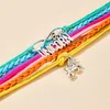 Pulsera multicapa de colores auspiciosos tejida a mano de estilo étnico, pulsera torcida de siete colores con alfabeto Pony para mujeres y niñas