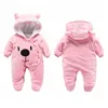 Baby tjejer kläder nyfödda vinter hoodie polyester pojke romer klättring outwear spädbarn jumpsuit 3m -12m