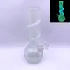 Soft Glass Water Pipes Dry Herb Tobacco Smoking Hookahs 25cm/10in Tall Glow in the Dark Wrap design