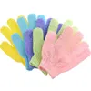 300st Bad Duschhandske för Peeling Exfoliating Mitt Glove Fem Fingers Scrubber Svamp Badhandskar LX2548