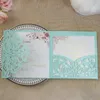 Blue Shiny Floral Customized Print Laser Cut Wedding Invitation Party Cards DIY Anniversary Invites Ivory Burgundy Quinceanera