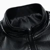 男性本革ジャケットジッパーポケットファッションデザイナー秋スリムショートオスモト牛レザージャケットバイカー10代の男の子コート服