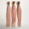 Brazilian Hair Weave Bundles Pink Color Cutical Aligned Remy Silk Straight Extension