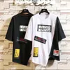 Camiseta masculina verão hip hop tshirt streetwear tops oversized zíper camiseta roupas legal solto punk