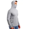 Herren T-Shirts Elastic Fitness Hood Langarm T-Shirts Männliche Maske T-Shirts Slim Fit Tops Whole Drop8522743