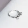 Clear CZ Diamond Classic Bow Ring Women Girls Summer Jewelry for Pandora Real 925 Sterling Silver Rings with Original box