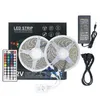 Umlight1688 10M 5M Zestaw 5050 RGB LED Strip Light Waterproof 60LED / M DC 12V Zestaw elastyczny z pilotem i mocą