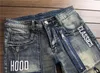 Jeans vintage moto cyklist män hiphop streetwear rippade denim byxor byxor blixtlås male smal fit kläder bp011