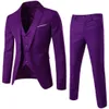 (Blazer+spodni+kamizelka) 3PCS/Zestaw ciemnoszare garnitury Slim Wedding Set Classic Blazers Male Formal Business Suit Male Therno Masculino