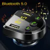 Trådlös handsfree Bluetooth 5.0 FM-sändarebil MP3-spelare Spänningsdetektering Dubbla USB-laddare support U-disk
