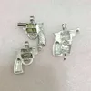 18KGP Gun Cage Pendant Pistol shape Pearl Gem Beads Locket Pendant Mounting, DIY Jewelry Charms Accessory