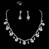 15018 Birka frere Ship Hot Sale Holy White Rhinestone Crystal Flower Earring Halsband Set Bridal Party