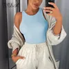 FSDA Summer Donne Donne senza maniche Senza maniche Bodysuit 2020 Sexy Body Body Top Casual O Neck White Streetwear Bodys Off Spalla