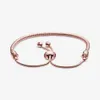 Różowy kwiat brzoskwini Link 100% 925 Sterling Silver regulowany łańcuch węża bransoletka dla kobiet luksusowa biżuteria ślubna zaręczynowa