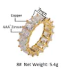 New Fashion Diamond Iced Out Ring avec des pierres carrées CZ complètes 18K Bijoux hip hop plaqué S925 Ring Mens Gift1534553