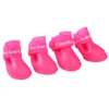 4PC / Set Pet Hund Skor Vattentät Regndjur Skor för hundvalp Gummi Stövlar Candy Color Puppy Shoes Pet Products