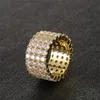 Hiphop heren sieraden ringen mode vergulde iced out volledige cz diamant tennis ring bling zirkoon liefde ring bruiloft