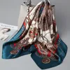 2020 Silk Satin Neck Scarf For Women Print Hijab Scarfs Female 9090cm Square Shawls and Wraps Scarves For Lady1343090