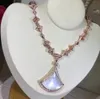 Zirkoon grote parelmoer waaiervormige hangers kettingen en oorbellen zilver / rose goud kleur party sieraden sets voor vrouwen