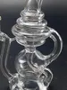6.3inches Oljeplattform Bent Tube Recyler Glass Bong Hookahs med 14mm Man Quartz Banger