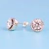 Big CZ Diamond Wedding Earrings Women Summer Jewelry for 925 Sterling Silver Round Sparkle Halo Stud Earrings with Original box5509723