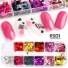 Borboleta Nail Art Decorações Lantejoulas Paillette Coração Em forma de Flocos 3D Fatias Spangle Laser Nails Hologers Glitter