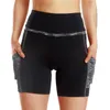 Svokor High midja Casual Shorts Women XSXL Summer Sexig Pocket Shorts Tight Elasticity Snabbtorkning Fitness Women Shorts T200602