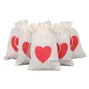 Red Love Hemp Bundel Pocket Halloween Gift Bags Wedding Party Geschenktas Kerstcadeau Dubbele trekkoordzakken