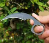 Couteau à griffes Karambit tactique de qualité supérieure 440C lame de lavage en pierre noire/blanche manche en acier Karambit avec gaine ABS K